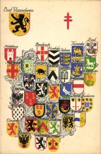 Wappen Ak Ostflandern, Middelburg, Doel, Gent, Sottegem