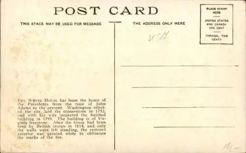 Ak Washington DC USA, Weißes Haus