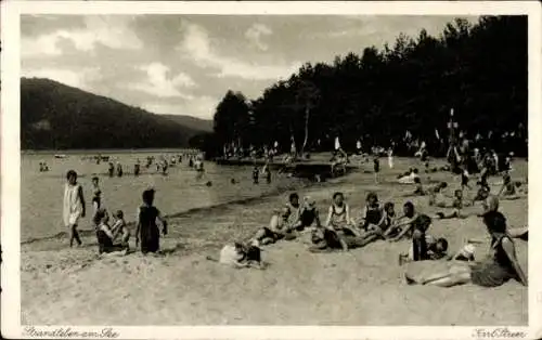 Ak Doksy Hirschberg am See Region Reichenberg, Strandleben am See