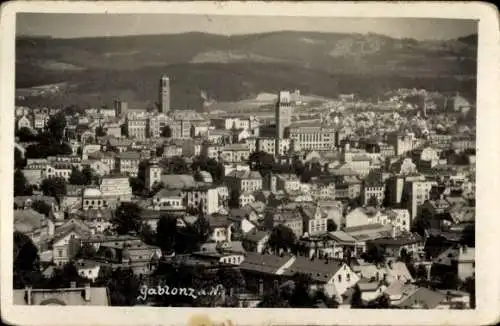 Ak Jablonec nad Nisou Gablonz an der Neiße, Blick auf den Ort, Kirche, Häuser