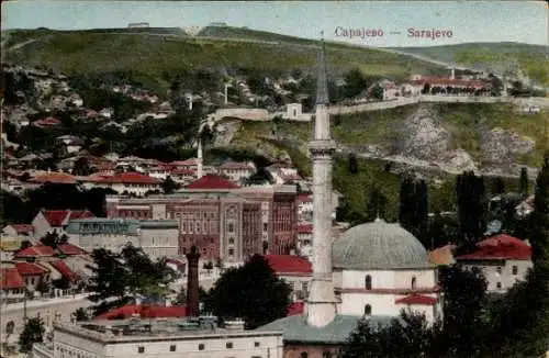 Ak Sarajevo Bosnien Herzegowina, Teilansicht, Moschee