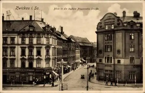 Ak Zwickau in Sachsen, Äußere Plauensche Straße, Bank