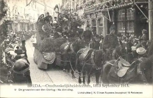 Ak Breda Nordbrabant Niederlande, Unabhängigkeitsfeierlichkeiten 1913, Festwagen