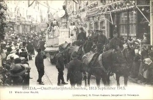 Ak Breda Nordbrabant Niederlande, Unabhängigkeitsfeierlichkeiten 1913, Festwagen