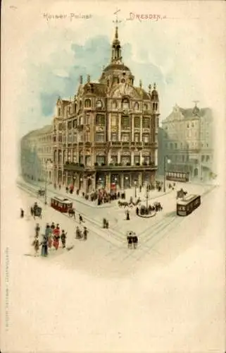 Litho Dresden Altstadt, Kaiserpalast an der Kreuzung