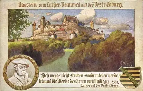 Künstler Wappen Ak Wiegk, Coburg in Oberfranken, Baustein zum Luther Denkmal auf der Veste