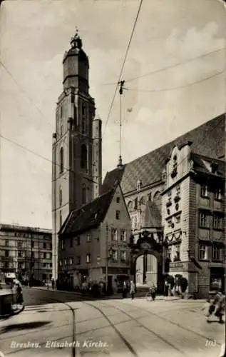 Ak Wrocław Breslau Schlesien, Elisabeth Kirche