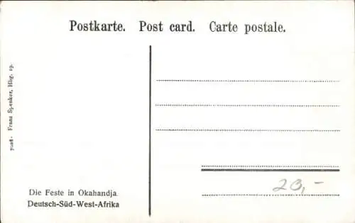 Ak Okahandja Namibia Deutsch Südwestafrika, Festung