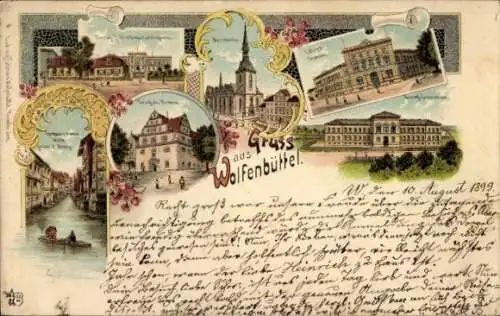 Litho Wolfenbüttel in Niedersachsen, Lehrerseminar, Kaserne, Marienkirche, Gymnasium