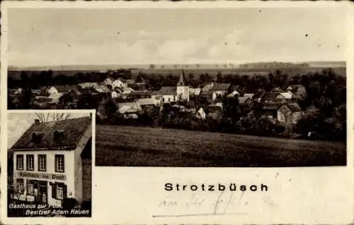 Ak Strotzbüsch Daun in der Eifel, Gesamtansicht, Gasthaus zur Post