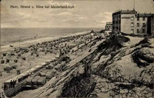 Ak Westerland auf Sylt, Meer, Strand, Düne, Strandkörbe