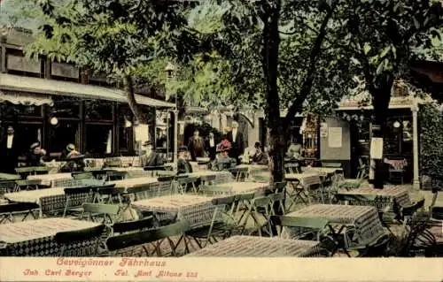 Ak Hamburg Altona Oevelgönne, Oevelgönner Fährhaus, Terrasse