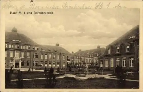 Ak Hamburg Barmbek, Haus M. 1 und Bärenbrunnen