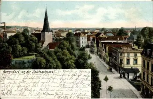 Ak Hamburg Bergedorf, Blick von der Holstenstraße, Kirche