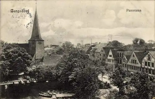 Ak Hamburg Bergedorf, Panorama, Kirche