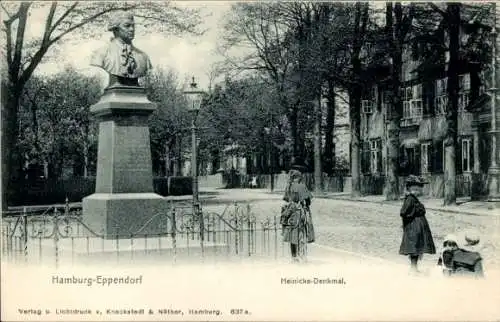 Ak Hamburg Eppendorf, Heinicke Denkmal, Mädchen am Straßenrand