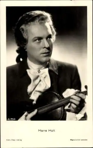 Ak Schauspieler Hans Holt, Portrait, Violine, Film Foto Verlag A 3715/2