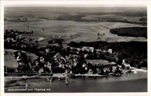 Ak Unterschondorf Schondorf am Ammersee Oberbayern, Fliegeraufnahme