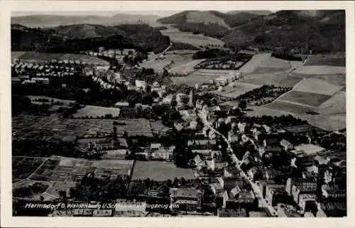 Ak Sobięcin Hermsdorf Wałbrzych Waldenburg Schlesien, Fliegeraufnahme