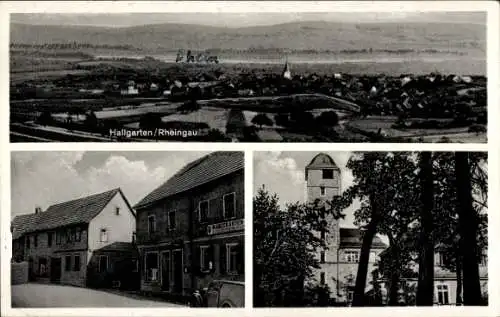 Ak Hallgarten Oestrich Winkel am Rhein Rheingau, Gesamtansicht, Kirche, Geschäft