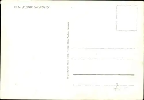 Ak Dampfschiff MS Monte Sarmiento, HSDG