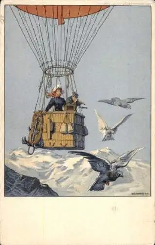 Künstler Ak Internationale Luftschifffahrt Ausstellung Frankfurt am Main 1909, ILA, Ballon