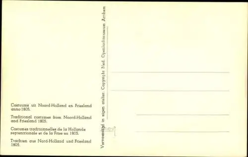 Ak Niederlande, Trachten aus Nord-Holland und Friesland 1805