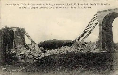 Ak Dannemarie Dammerkirch Elsass Haut Rhin, Destruction du Viaduc, zerstörte Brücke