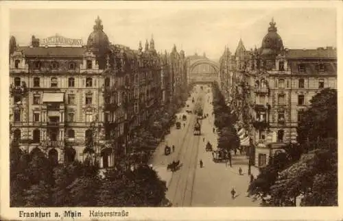 Ak Frankfurt am Main, Kaiserstraße, Straßenbahnen