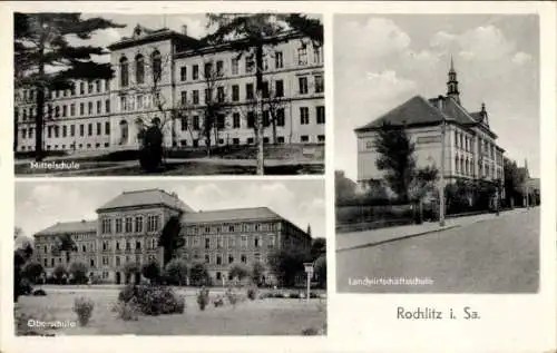 Ak Rochlitz an der Mulde Sachsen, Oberschule, Zentralschule, Landwirtschaftsschule