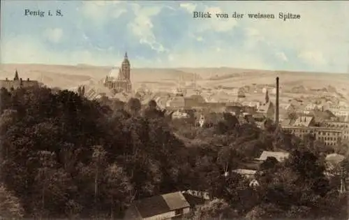 Ak Penig in Sachsen, Blick von der weissen Spitze über die Stadt