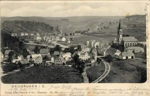 Ak Neuhausen im Erzgebirge, Totalansicht, Kirche