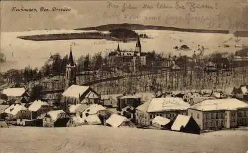 Ak Neuhausen im Erzgebirge, Panorama im Winter