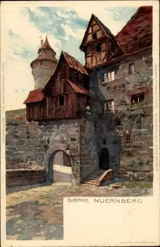 Künstler Litho Mutter, K., Nürnberg in Mittelfranken Bayern, Burgtor