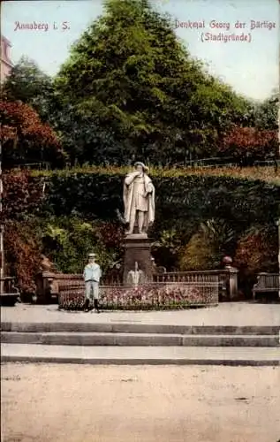 Ak Annaberg Buchholz Erzgebirge, Denkmal Georg der Bärtige, Stadtgründe