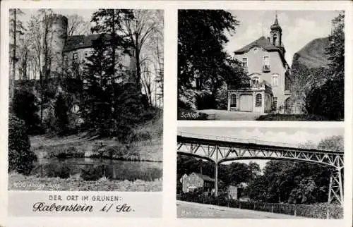 Ak Rabenstein Chemnitz in Sachsen, 1000jh Burg, Schloss, Bahnbrücke