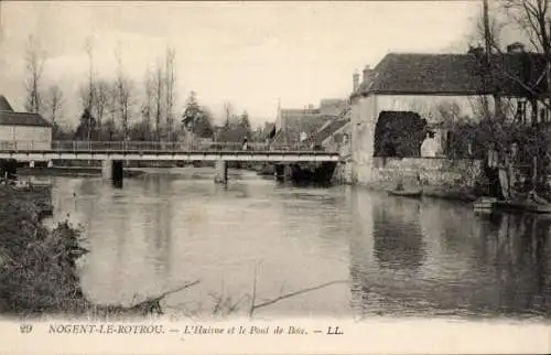 Ak Nogent le Rotrou Eure et Loir, L'Huisne, Pont de Bois