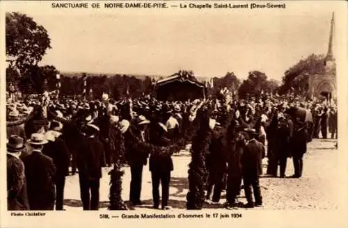 Ak La Chapelle Saint Laurent Deux Sèvres, Grande Manifestation d'hommes le 17 juin 1934