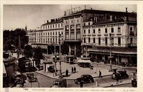 Ak Toulouse Haute Garonne, Avenue, Carrefour Jean-Jaures, Theatre