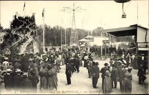 Ak Marseille Bouches du Rhône, Exposition Coloniale, Les Attractions