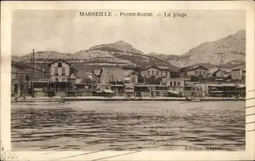 Ak Marseille Bouches du Rhône, Pointe Rouge, Strand