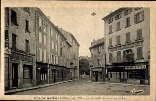 Ak La Louvesc Ardèche, Hauptplatz, Rue du Lac, Patisserie