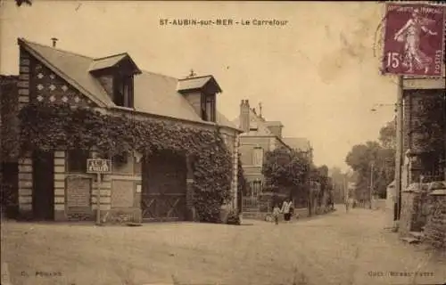 Ak Saint Aubin sur Mer Seine Maritime, Carrefour