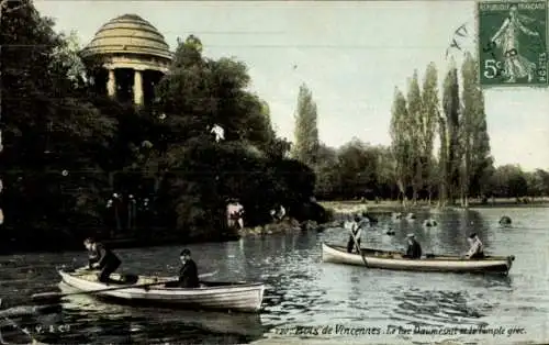 Ak Paris XII Bois de Vincennes, Lac Daumesnil, Temple grec