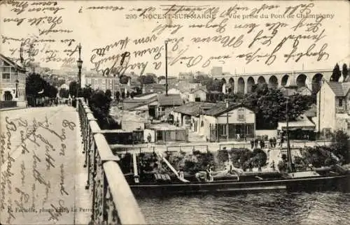 Ak Nogent sur Marne Val de Marne, Vue prise du Pont de Champigny