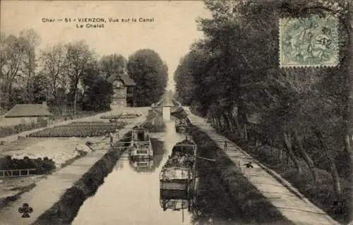 Ak Vierzon Cher, vue sur le Canal, Le Chalet