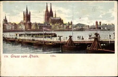 Ak Köln am Rhein, Dom, Schiffbrücke