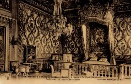 Ak Fontainebleau Seine et Marne, Palast, Schlafzimmer von Marie-Antoinette