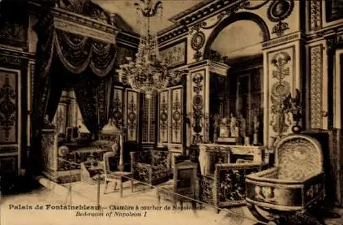 Ak Fontainebleau Seine et Marne, Palast, Schlafzimmer von Napoleon I.