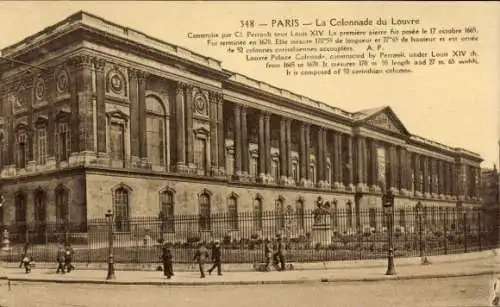 Ak Paris I., Kolonnade des Louvre